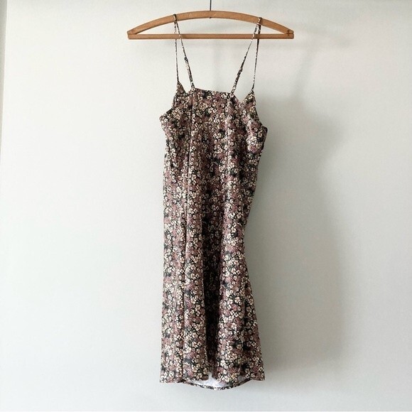 Socialite Women's Multi Color Floral Cowl Neck Silky Mini Dress S - Picture 4 of 5